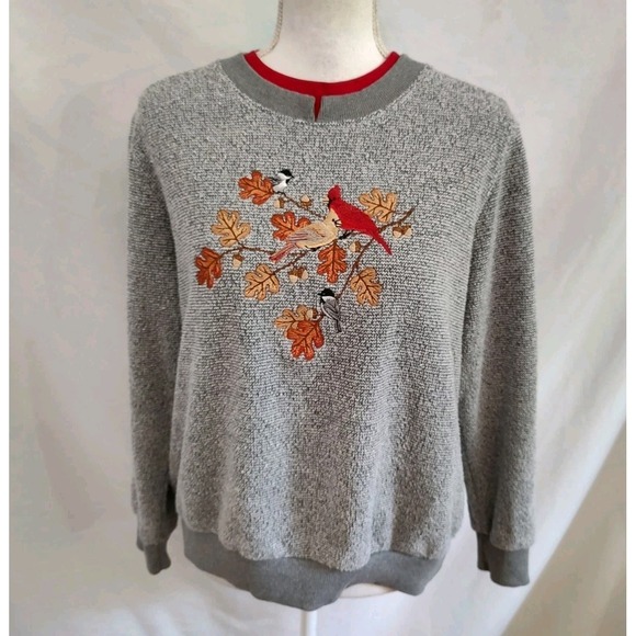 BonWorth Tops - 90's Vintage BonWorth Sweatshirt Fall Autumn Cardinals & Leaves Modest Retro L